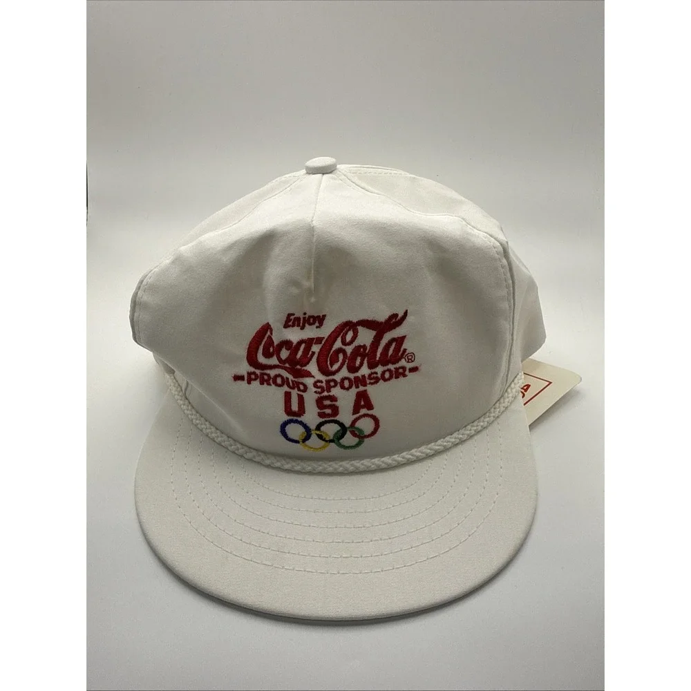 VTG NWT Enjoy Coca-Cola Olympic Games Sponsor Hat Team USA Snapback Cap w/ Rope